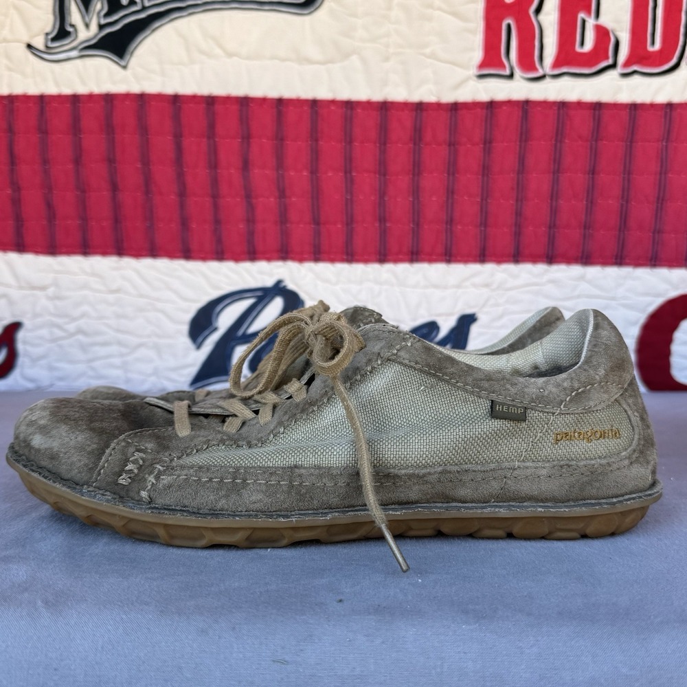 Size 13 - Patagonia Olulu Men's Hiking Shoes Sage‎ Khaki  Leather Hemp Low Top
